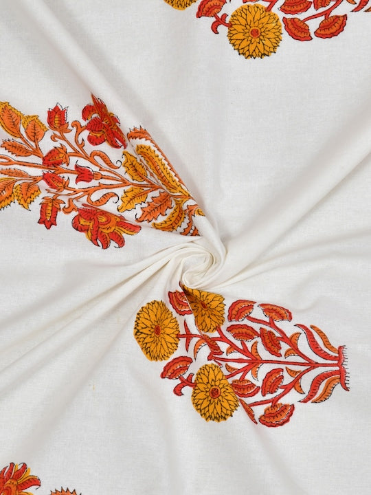 Cotton Handblock Printed Cotton Door/Window Curtain - 1piece - 7ft