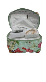 Handcrafted Quilted Makeup Organizer Bag | Cosmetic & Travel Vanity Case - 9x6.5x6.2 inches