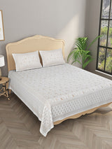 Double King Bedsheet with 2 Pillow Covers with Gold print-4