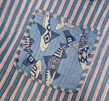 Handblock Printed Cotton Tote Bag with Unique Moon-Shaped Handle- 14x14x6 inches