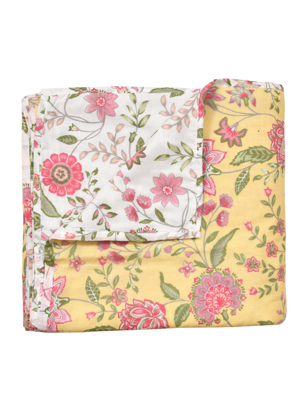 300 GSM Cotton Double Bed Reversible Dohar in floral print
