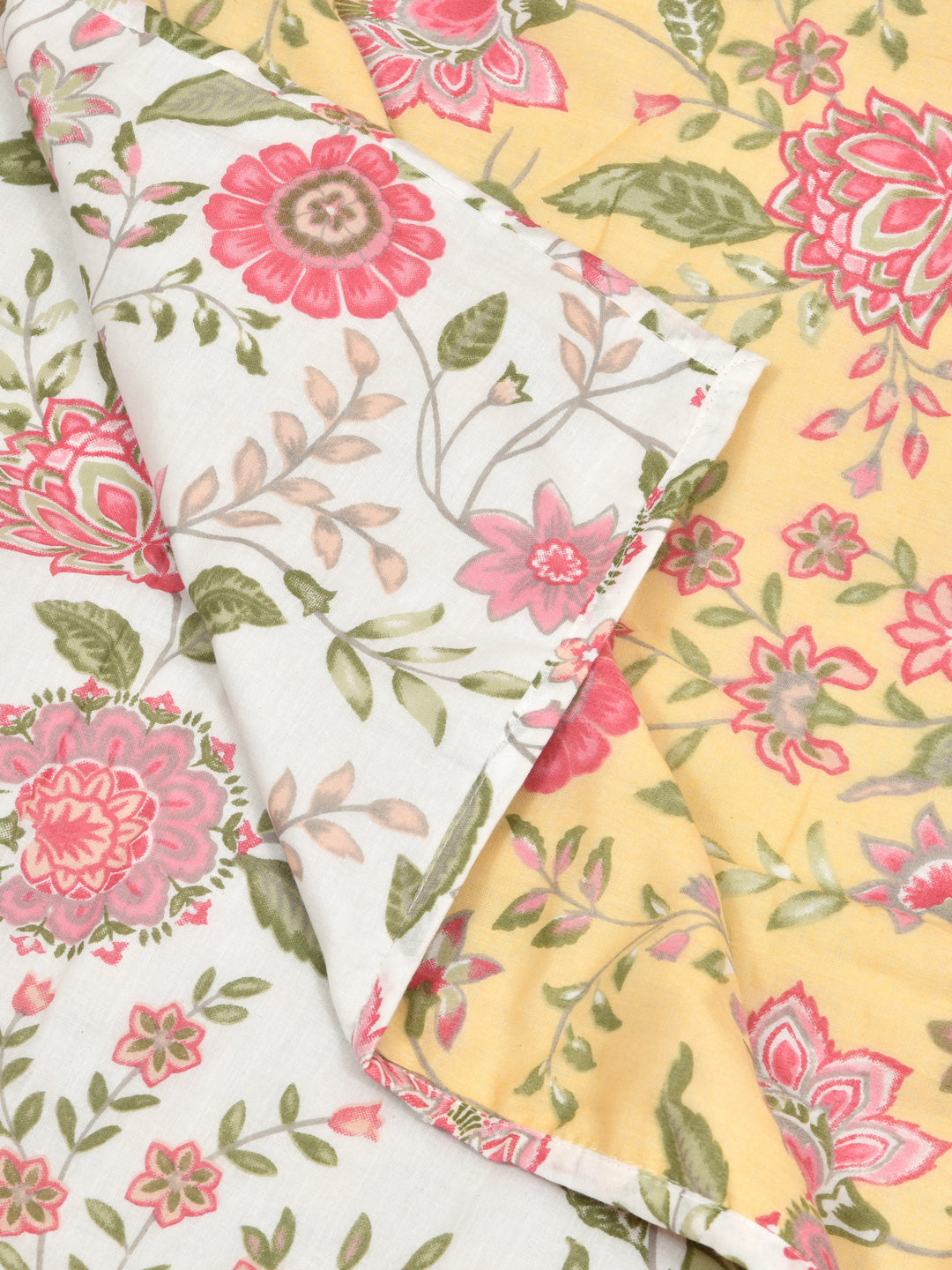 300 GSM Cotton Double Bed Reversible Dohar in floral print