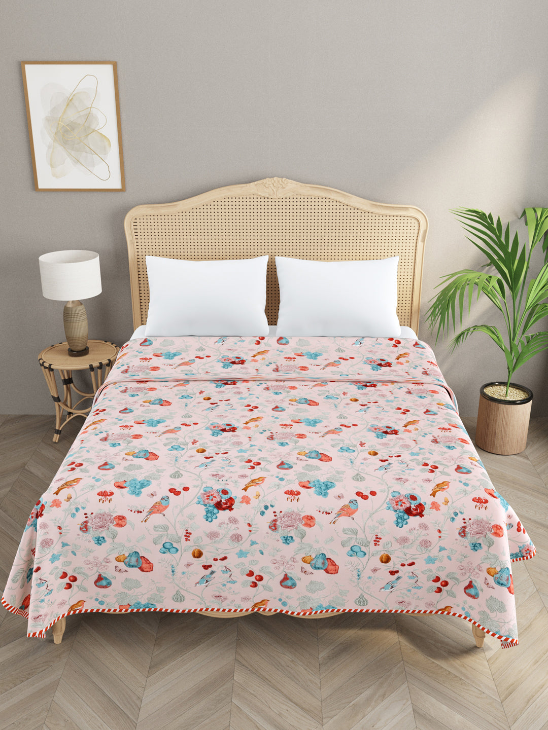 Double Bed Floral Print Reversible Cotton Dohar/AC Blanket