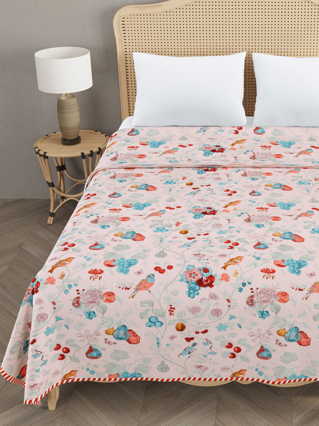 Double Bed Floral Print Reversible Cotton Dohar/AC Blanket