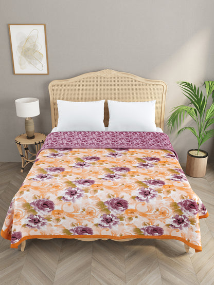 Double Bed Floral Print Reversible Dohar/AC Blanket in Thick Cotton