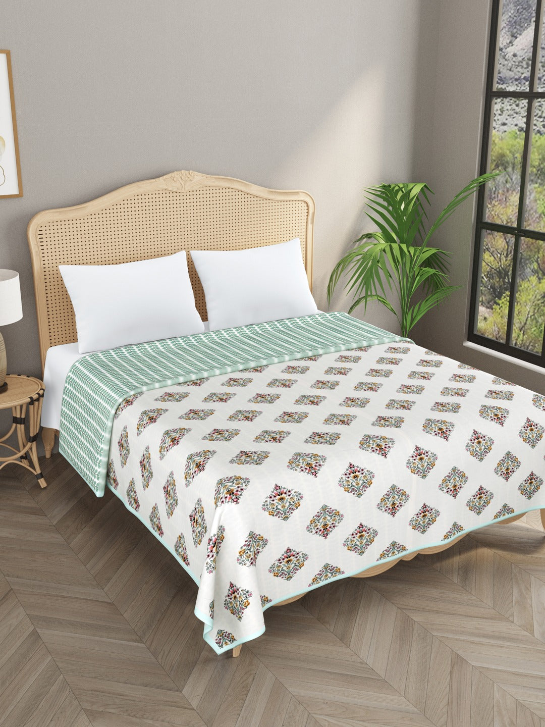 90X108 inches Double Bed Floral Print Reversible Dohar/AC Blanket
