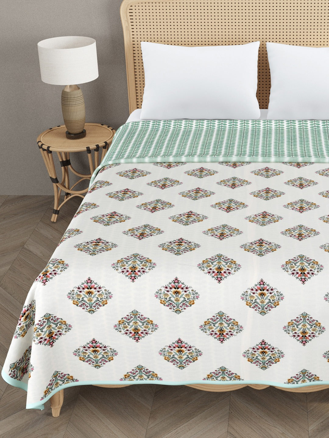 90X108 inches Double Bed Floral Print Reversible Dohar/AC Blanket