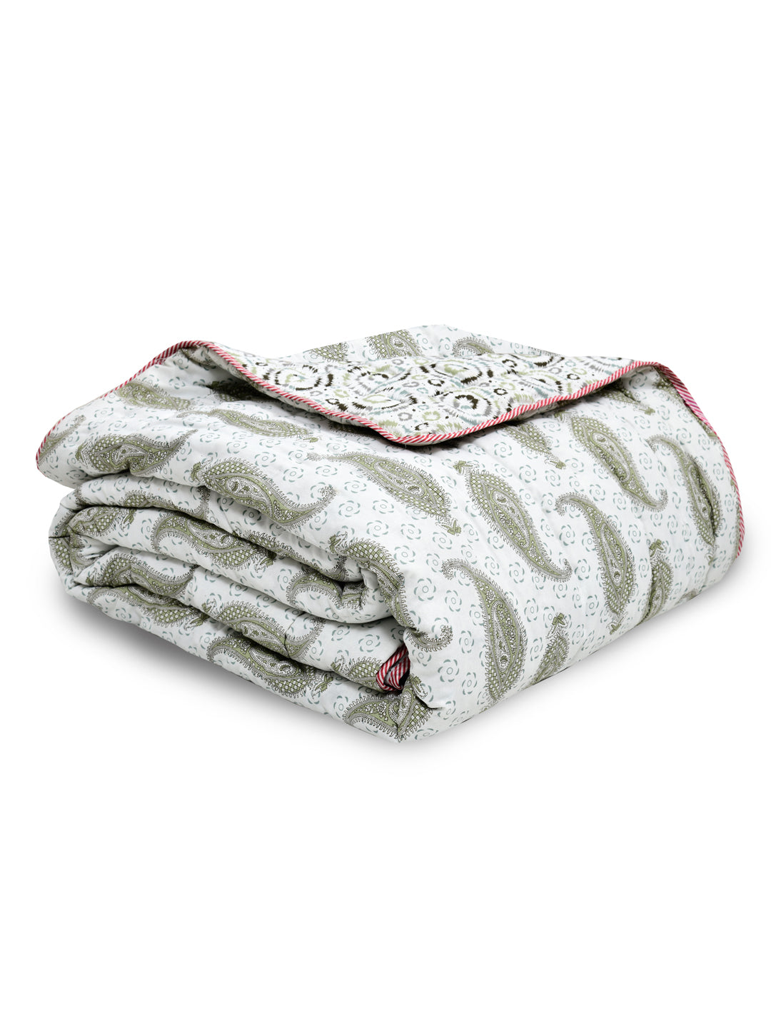 Ethnic Motifs Printed Double Bed Cotton Quilt with Cotton filling