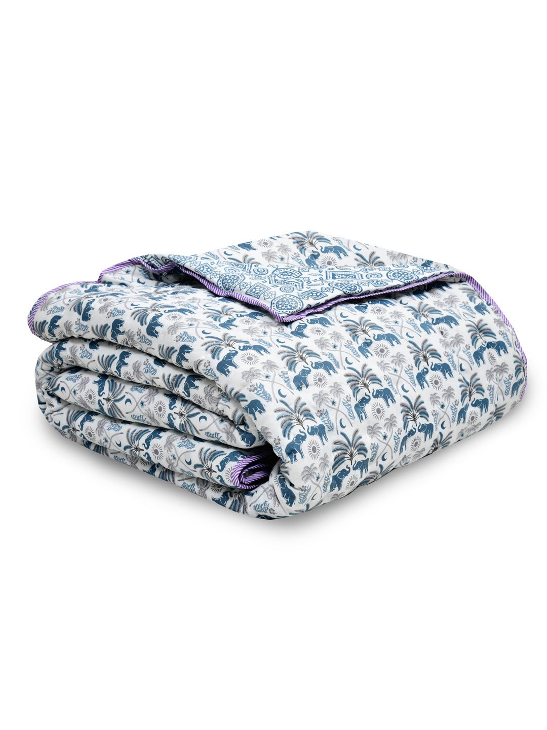 Ethnic Motifs Printed Double Bed Cotton Quilt with Cotton filling