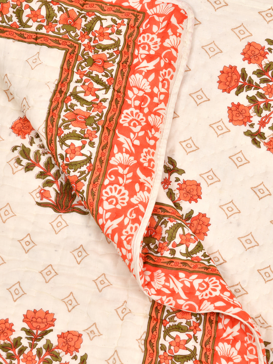 Floral Printed Double Bed Cotton Quilt with cotton filling
