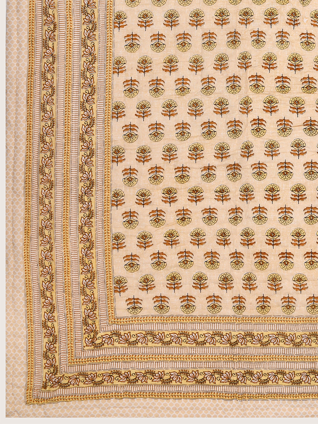 Handblock Printed  Reversible Double Bed Cotton Quilt with cotton filling