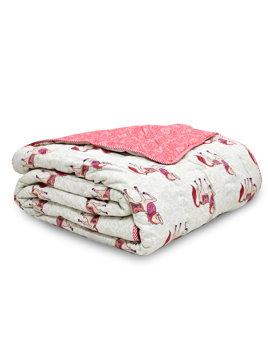 Ethnic Motifs Printed Double Bed Cotton Quilt with Cotton filling