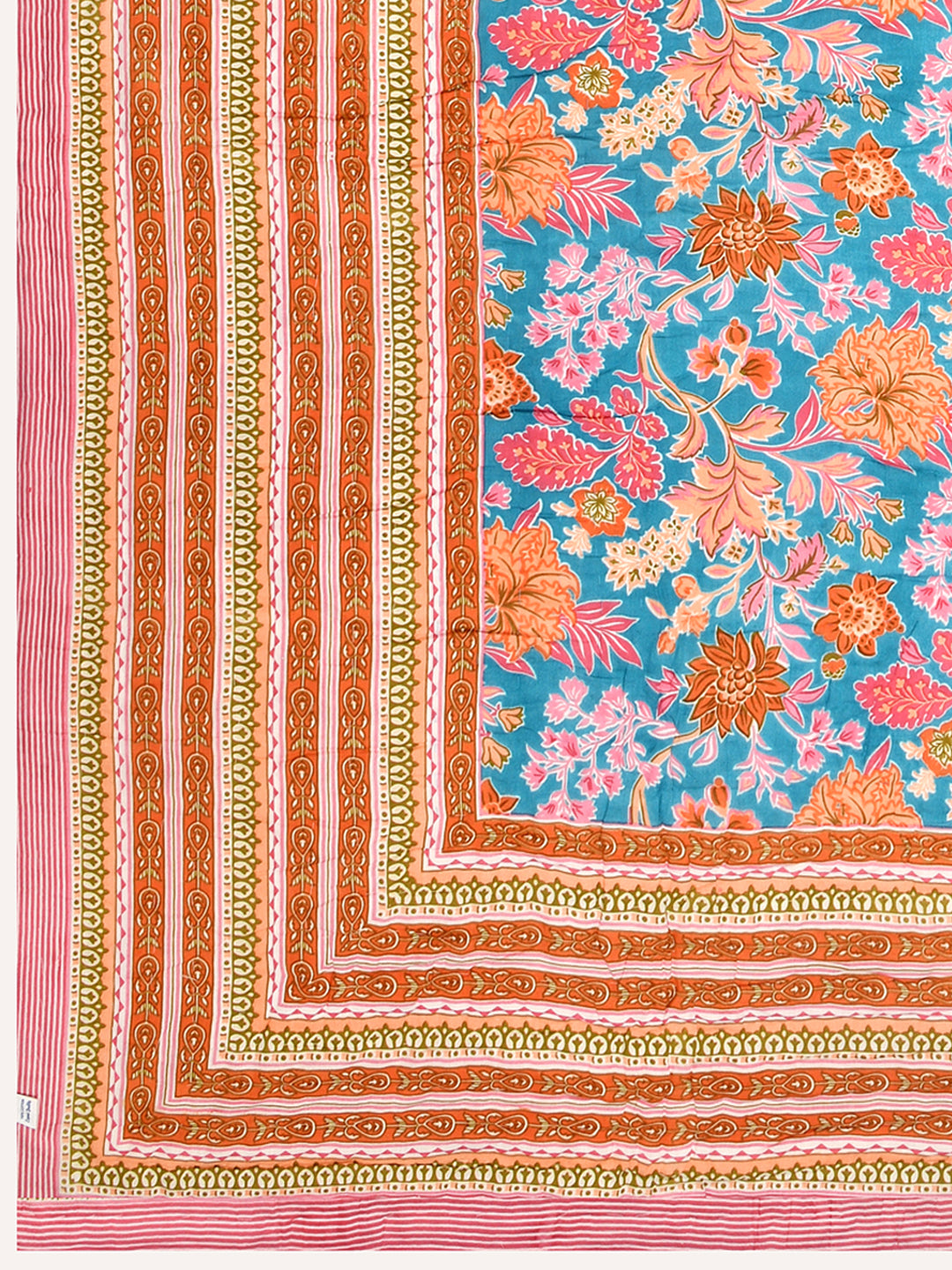 Floral Printed  Reversible Double Bed Cotton Quilt with cotton filling