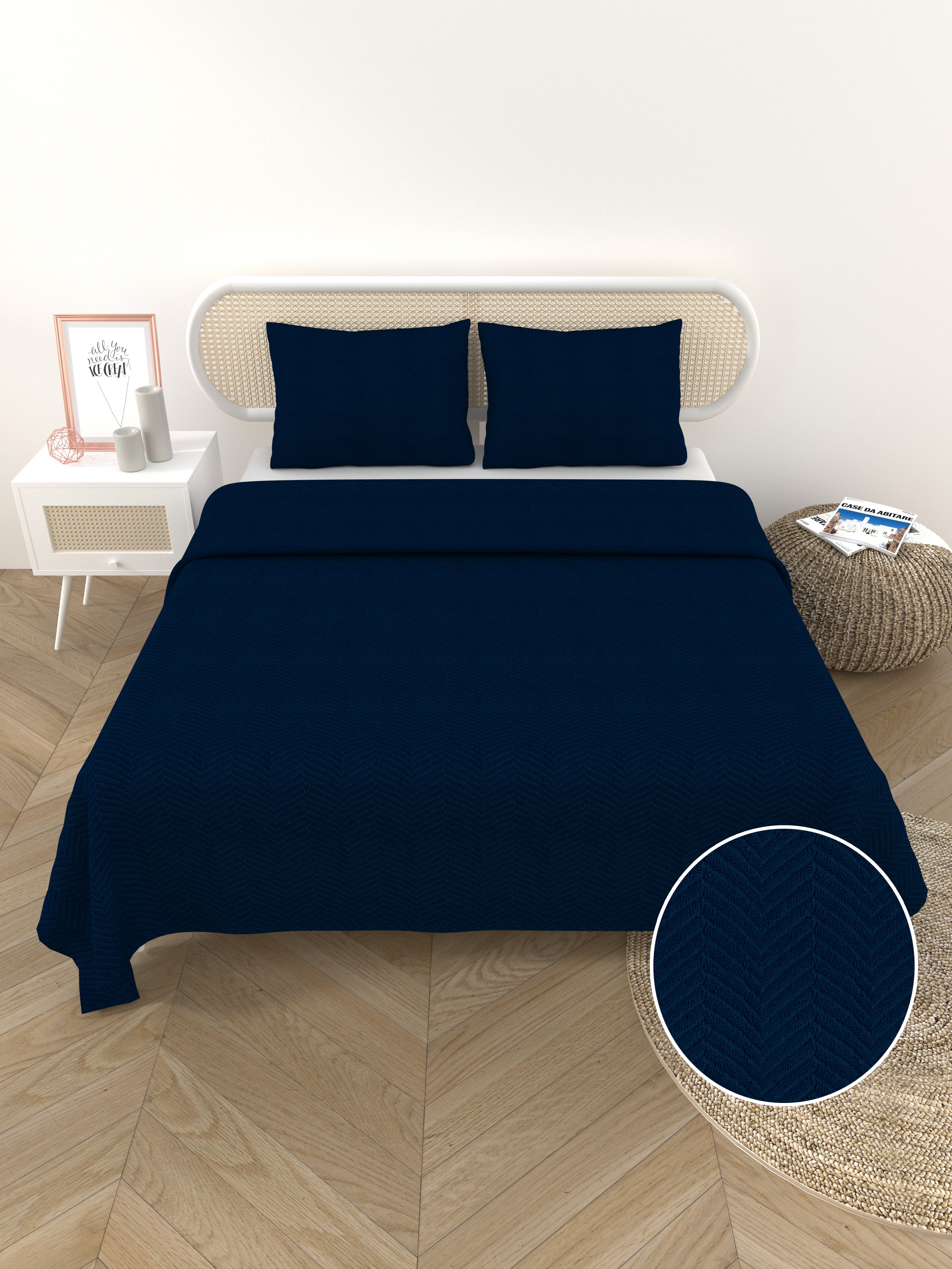Premium Slub Cotton Bed Cover with 2 Pillow Covers