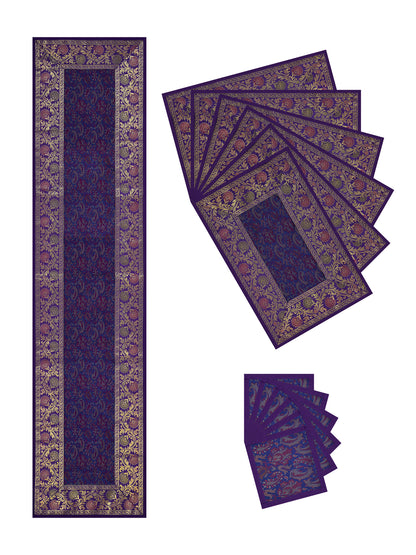 Banarasi Table Set with 1 Runner, 6 mats and 6 coasters