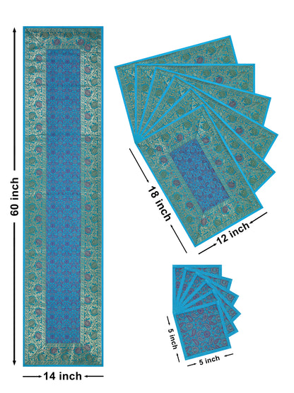 Banarasi Table Set with 1 Runner, 6 mats and 6 coasters