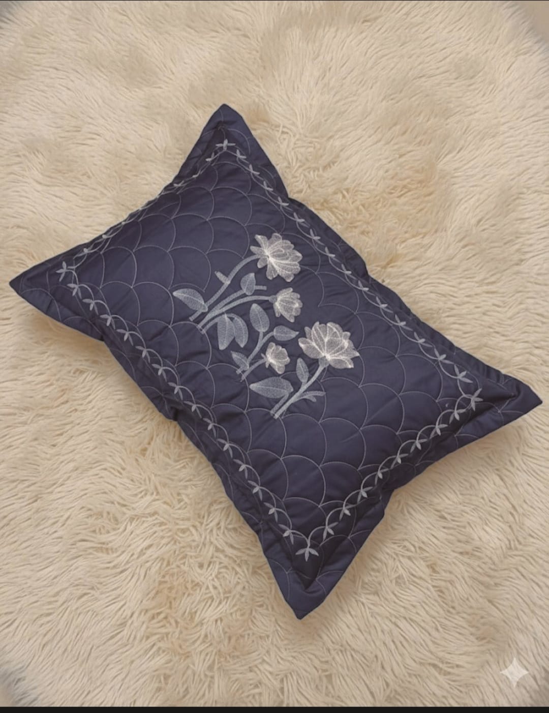 Embroidered Bedsheet Set with 2 Quilted Pillow Covers (108 × 108)