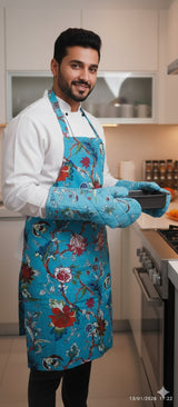 Cotton Unisex 1 Apron with 2 Microwave Gloves, 1 Roti Cover & 1 Microwave Pot Holder Trivets