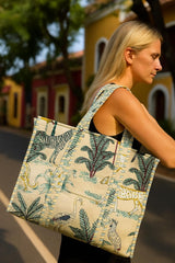 Handblock Printed Quilted Tote Bag without zip/button 17x18x 6 inches