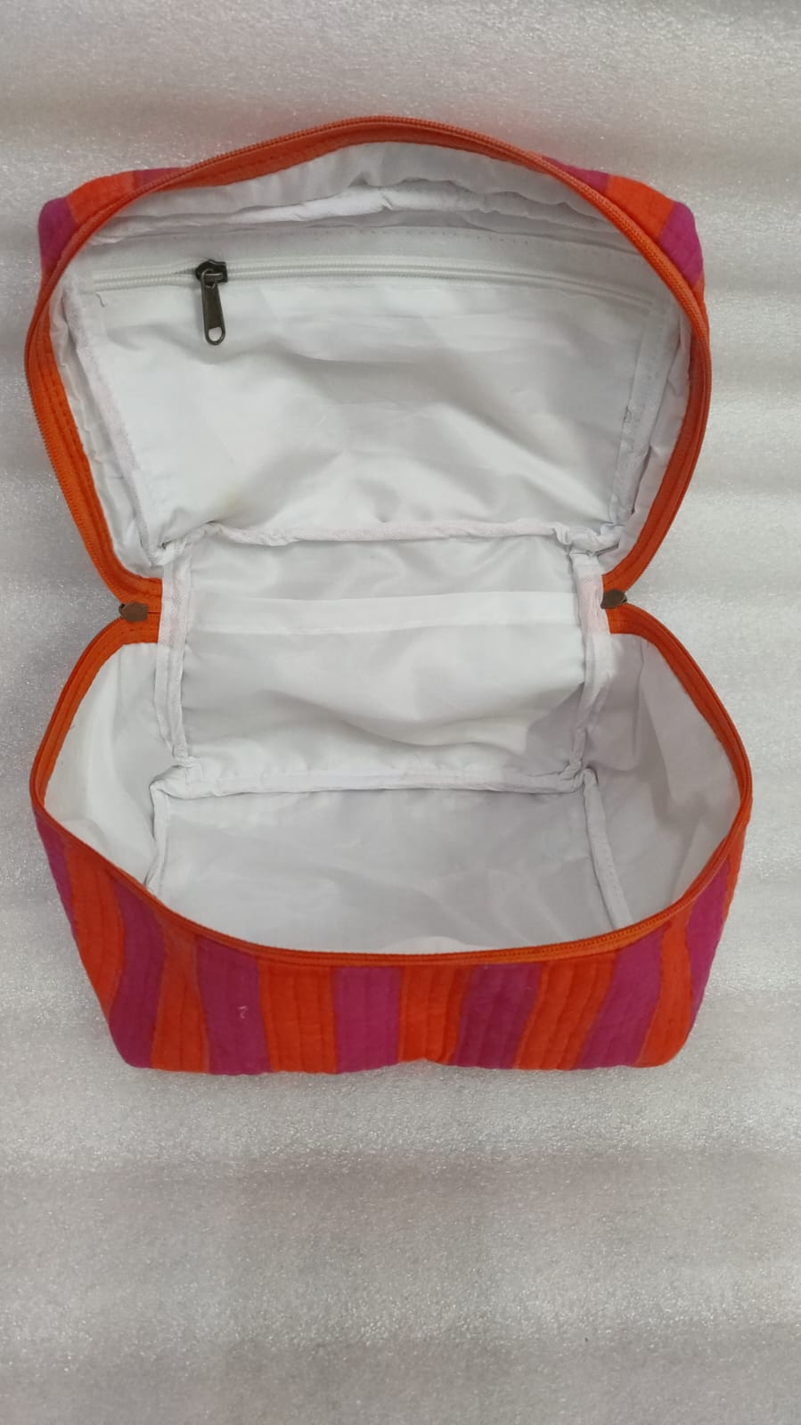 Handcrafted Quilted Makeup Organizer Bag | Cosmetic & Travel Vanity Case - 9x6.5x6.2 inches