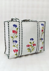 Hand-Painted Floral Tote Bag – Double-Sided Artisan Cotton Tote | Spacious Everyday Carry Bag (No Zip)- 17x18x6 inches