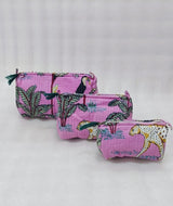 Set of 3 cosmetic bag/pouches with waterproof lining