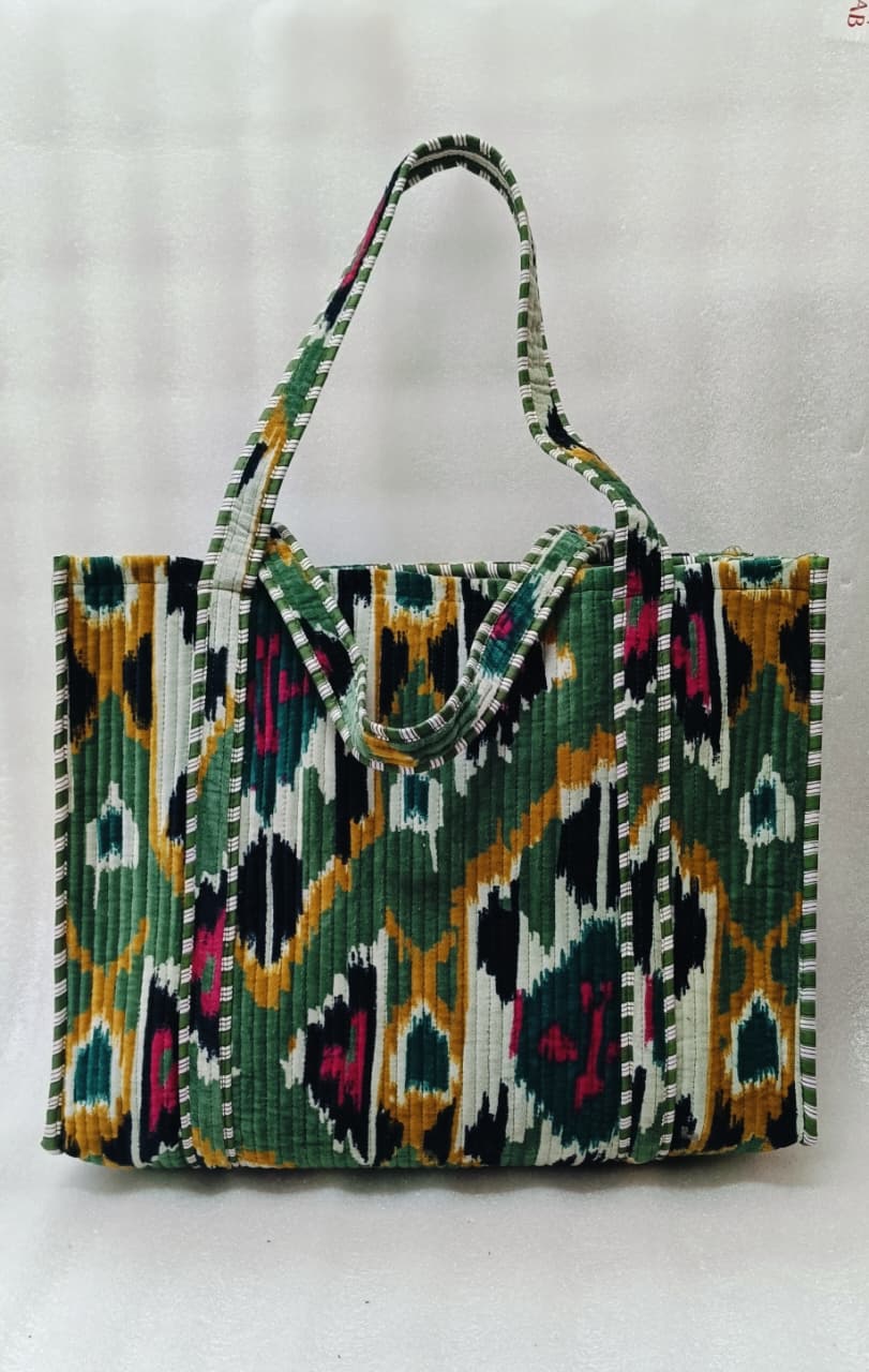 Velvet Tote Bag without Zip with Long Handle 17x18x 6 Inches