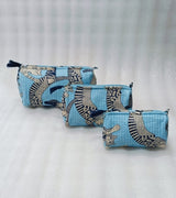 Set of 3 cosmetic bag/pouches with waterproof lining