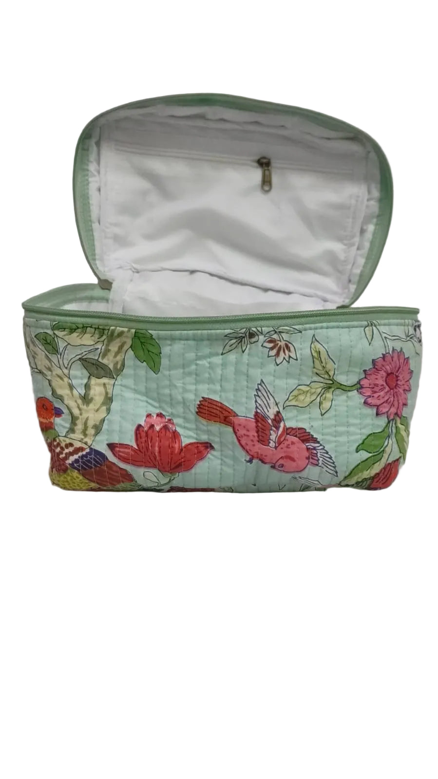 Handcrafted Quilted Makeup Organizer Bag | Cosmetic & Travel Vanity Case - 9x6.5x6.2 inches