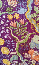 Handblock Printed Quilted Tote Bag without zip/button 17x18x 6 inches