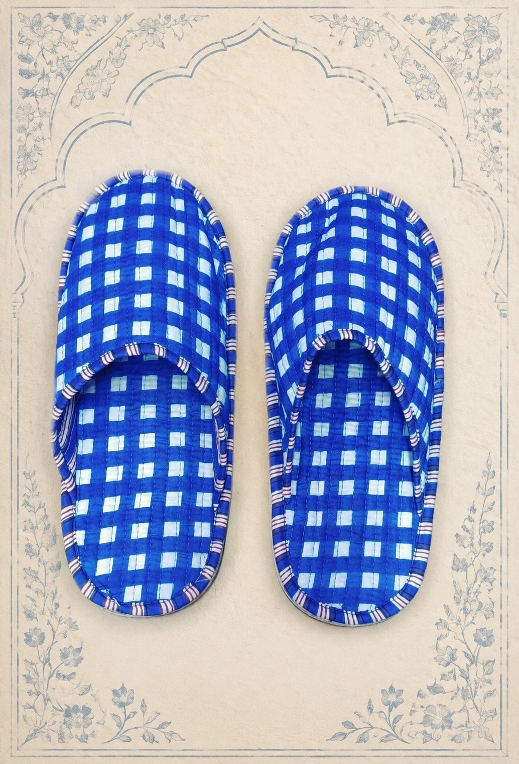 Gift Box With Handblock Print Cotton Robe Gift Set with Sleep Mask, Slippers & Headband