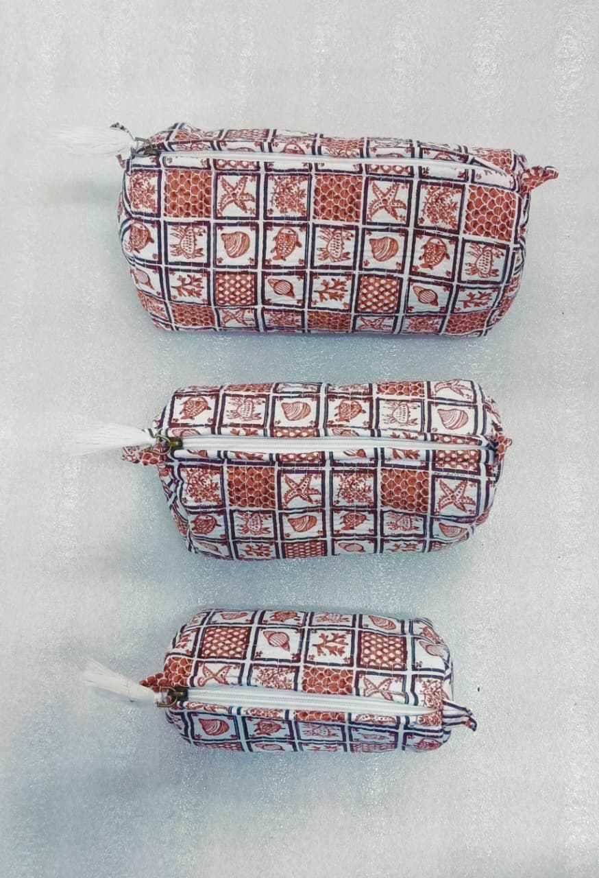 Set of 3 cosmetic bag/pouches with waterproof lining