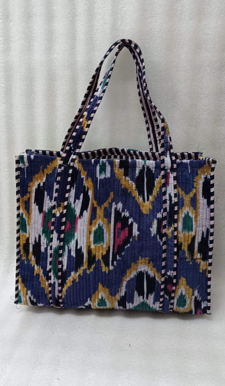 Velvet Tote Bag without Zip with Long Handle 17x18x 6 Inches
