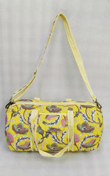 Block Printed Quilted Duffle Bag with Concealed Zip