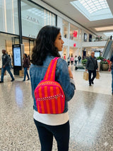 Handcrafted Quilted Cotton One Strap Backpack - 12x9.5x4.5 Inches