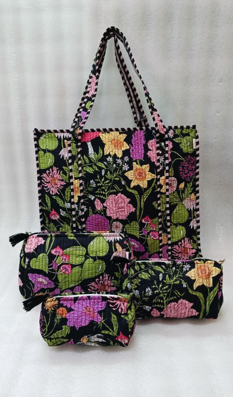Cotton Tote Bag with Zip & Pouch Combo