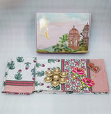 Diwali Gift Box | 1 Double Bedsheet, 1 Pair Door Hanging, 1 Metal Urli, 2 Laddoo Candles