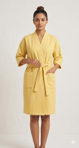 Waffle Cotton Premium Plain Style Unisex Bathrobe - Free Size