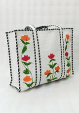 Hand-Painted Floral Tote Bag – Double-Sided Artisan Cotton Tote | Spacious Everyday Carry Bag (No Zip)- 17x18x6 inches