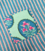 Handblock Printed Quilted Tote Bag without zip/button 17x18x 6 inches