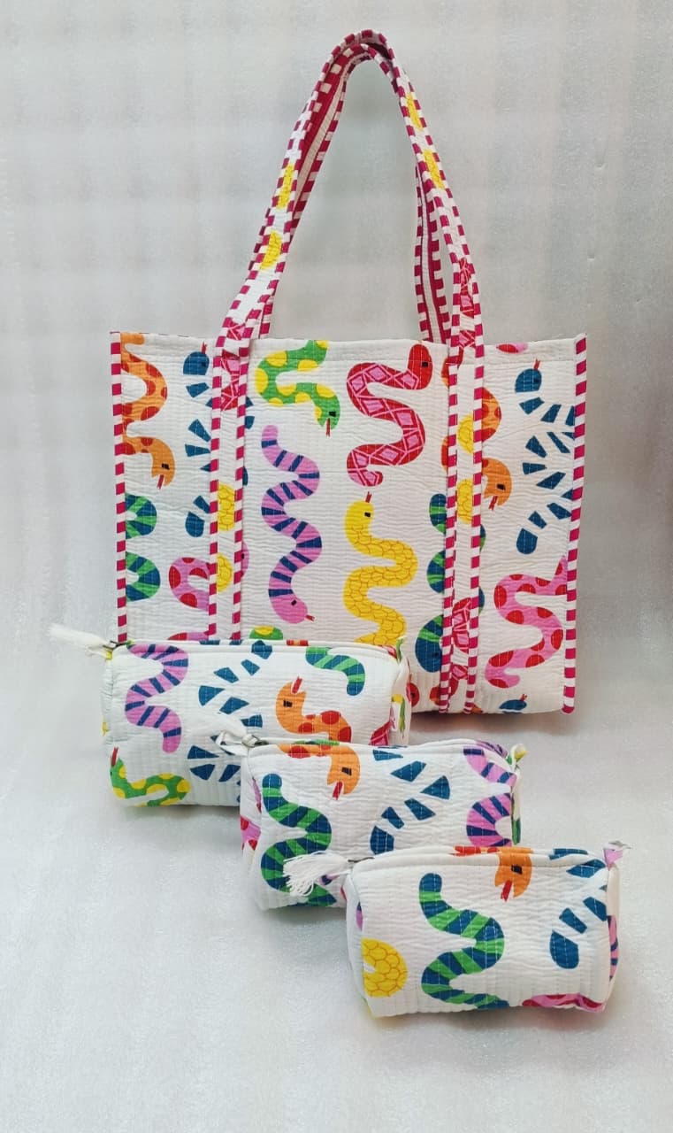 Tote Bag with set of 3 Pouches