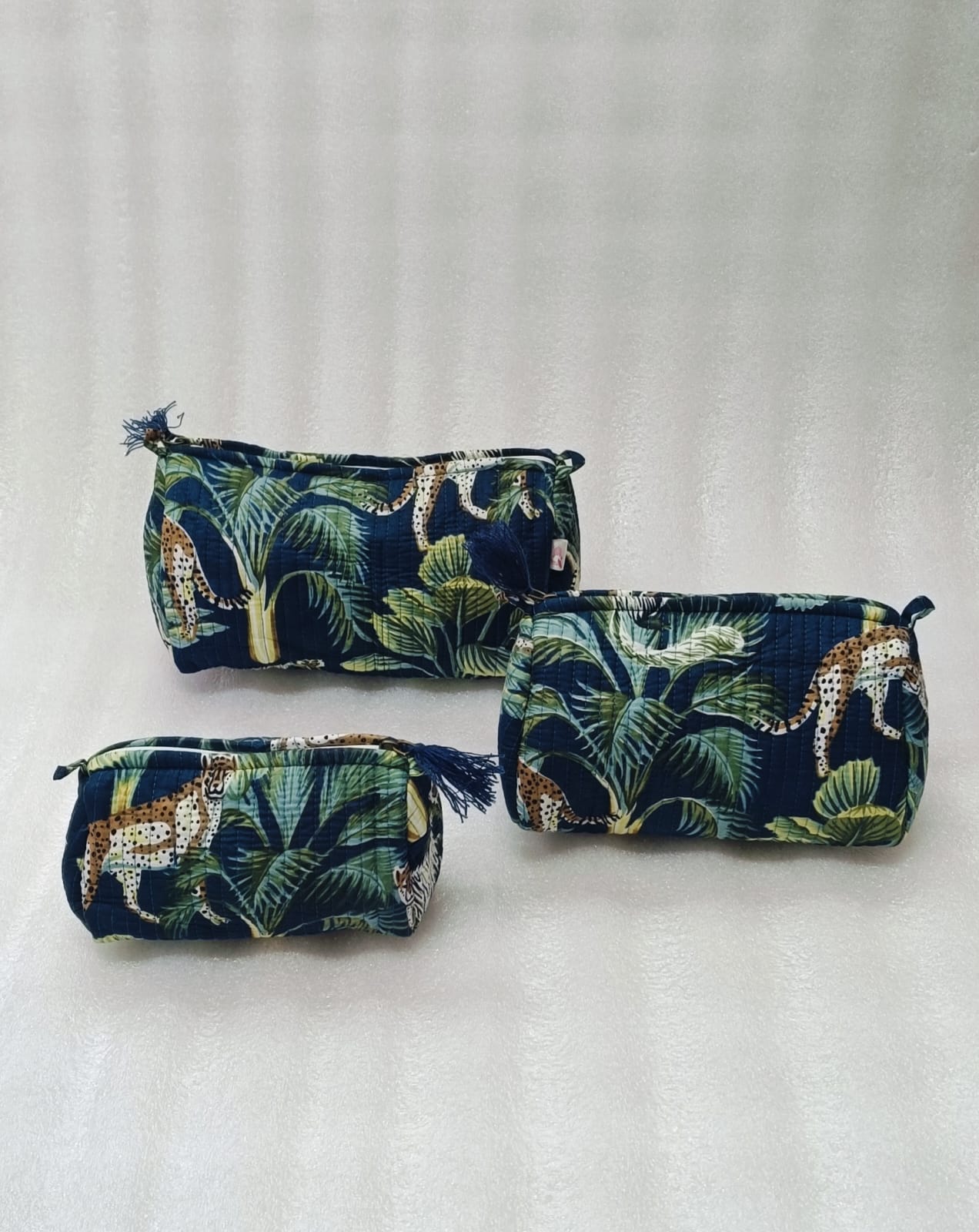 Set of 3 cosmetic bag/pouches with waterproof lining