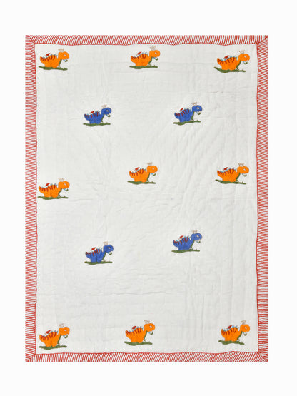 Handblock Printed Cotton Reversible Crib Blanket for Babies - 40X60 Inches