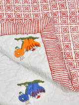 Handblock Printed Cotton Reversible Crib Blanket for Babies - 40X60 Inches