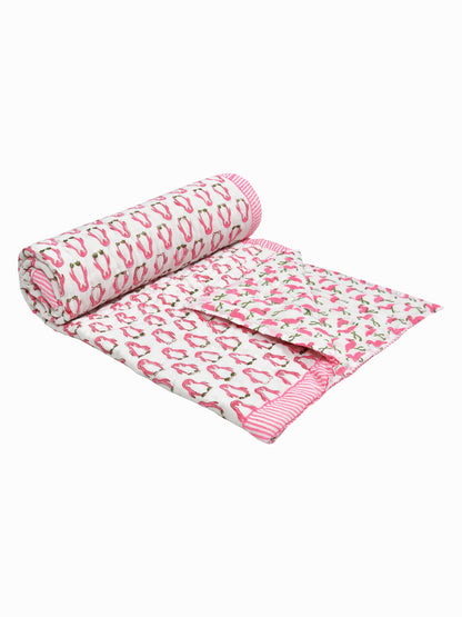 Handblock Printed Cotton Reversible Crib Blanket for Babies - 40X60 Inches