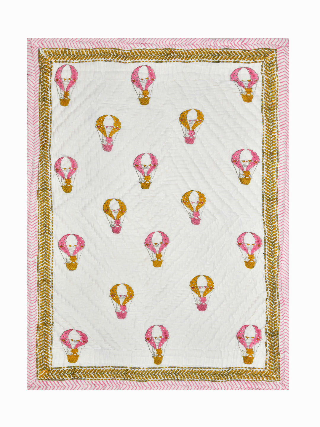 Handblock Printed Cotton Reversible Crib Blanket for Babies - 40X60 Inches