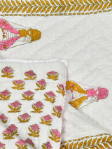 Handblock printed Cotton Reversible Kids Razai/ Quilt- 60x90 inches