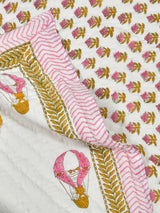 Handblock printed Cotton Reversible Kids Razai/ Quilt- 60x90 inches