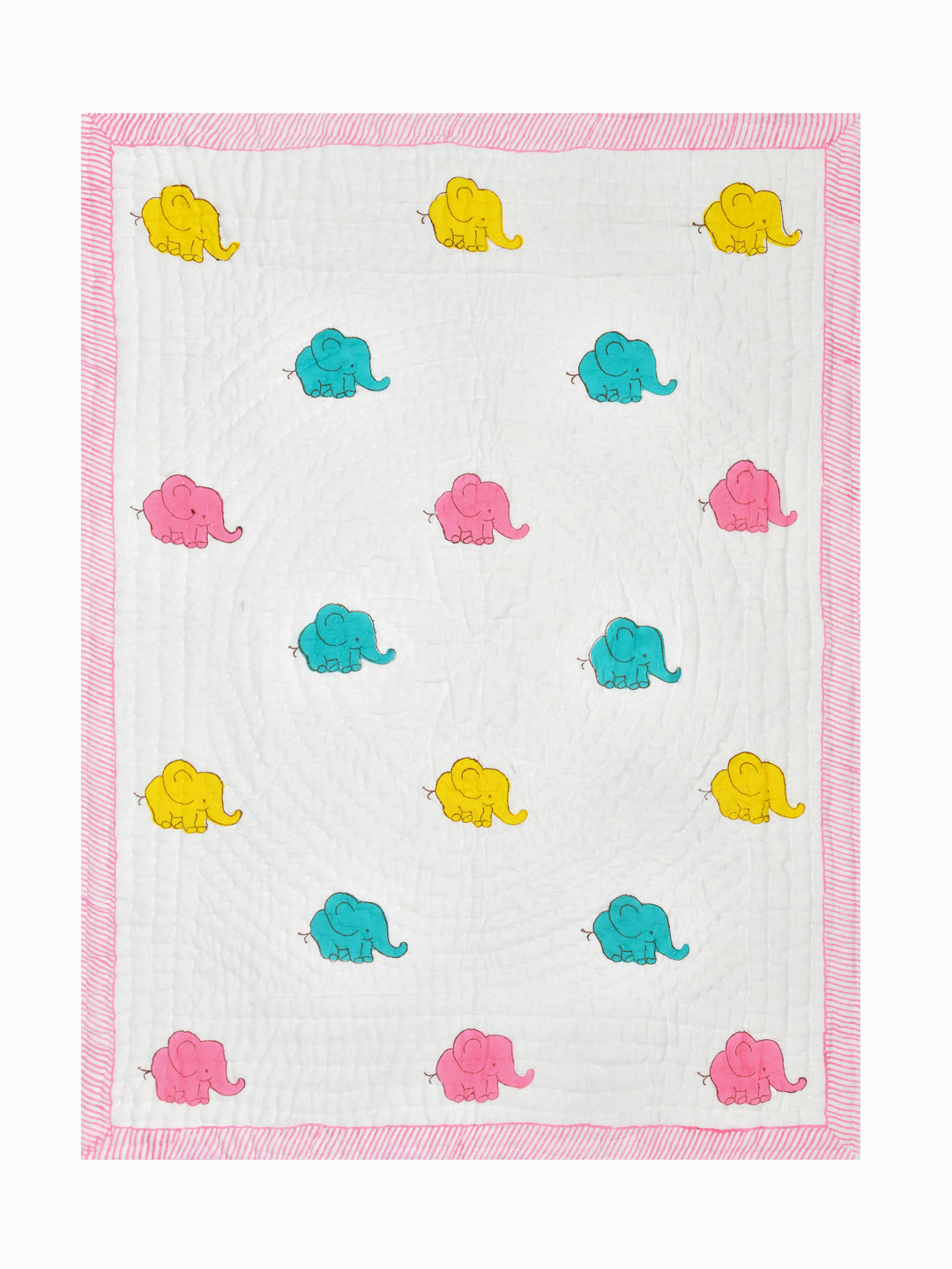 Handblock Printed Cotton Reversible Crib Blanket for Babies - 40X60 Inches