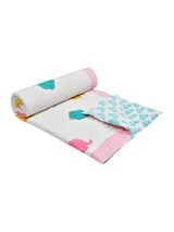 Handblock Printed Cotton Reversible Crib Blanket for Babies - 40X60 Inches